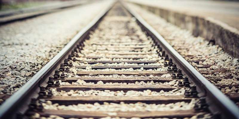 running line section laid by wooden sleepers
